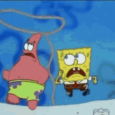 Patrick Star And Spongebob Squarepants Standing In Ocean GIF
