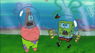 Patrick Star And SpongeBob SquarePants Standing Together GIF