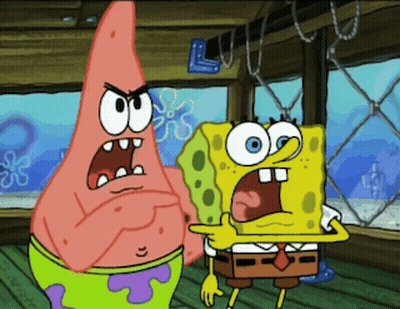 Patrick Star And SpongeBob SquarePants Standing With Mouths Open GIF