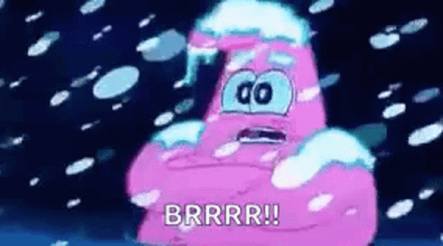 Patrick Star Crying In Snow Wearing Hat GIF