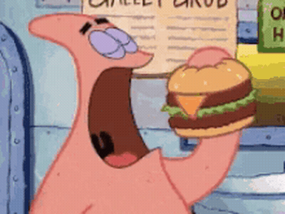 Patrick Star Eating Hamburger GIF