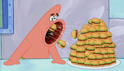 Patrick Star Eating Hamburgers GIF
