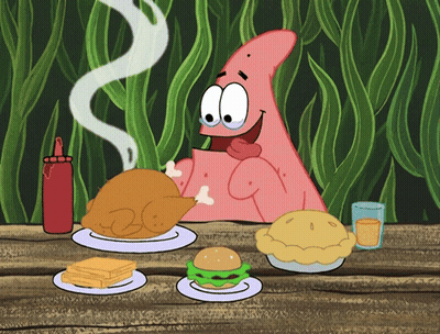 Patrick Star Eating Roasted Chicken GIF