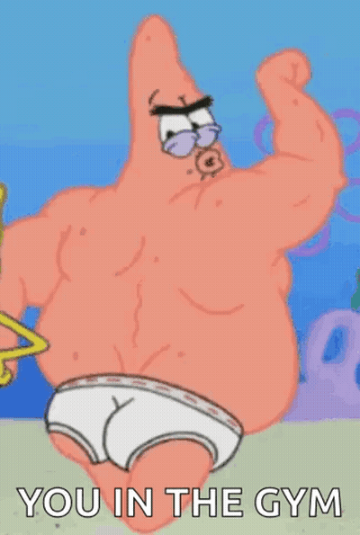 Patrick Star Flexing Muscles In Underwear GIF