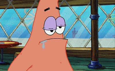 Patrick Star From Spongebob Has A Tear Coming Out Of His Nose GIF