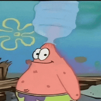 Patrick Star From Spongebob Has A Water Bottle Coming Out Of His Nose GIF