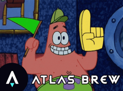 Patrick Star From Spongebob Holds A Green Flag And A Yellow Finger GIF