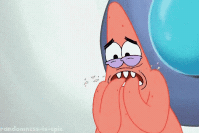 Patrick Star From Spongebob Is Crying And Covering His Mouth GIF