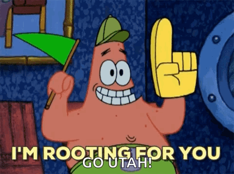 Patrick Star Holding Green Flag And I'M Rooting For You Sign GIF