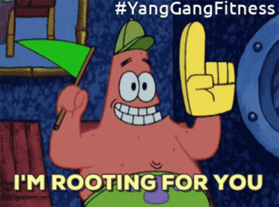 Patrick Star From Spongebob Is Holding A Green Flag And A Yellow Finger GIF
