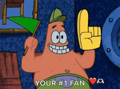Patrick Star From Spongebob Is Wearing A Green Flag And Holding A Yellow Foam Finger GIF
