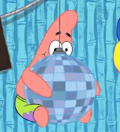 Patrick Star From Spongebob Squarepants Holds A Disco Ball GIF