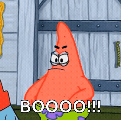 Patrick Star From Spongebob Squarepants Is Angry And Says Booo !! GIF