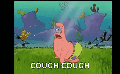 Patrick Star From Spongebob Squarepants Is Coughing In The Grass GIF