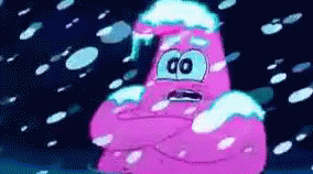 Patrick Star From Spongebob Squarepants Is Covered In Snow And Ice . GIF