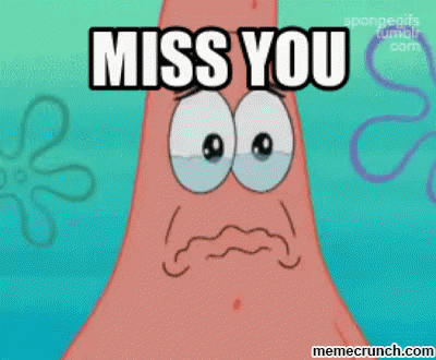 Patrick Star From Spongebob Squarepants Is Crying And Says `` Miss You '' GIF