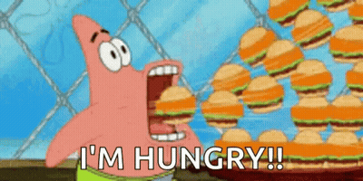 Patrick Star From Spongebob Squarepants Is Eating A Pile Of Hamburgers . GIF