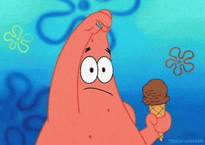 Patrick Star From Spongebob Squarepants Is Eating An Ice Cream Cone GIF