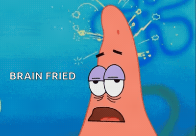 Patrick Star From Spongebob Squarepants Is Having A Headache And Has Purple Eyes . GIF