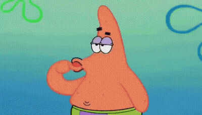 Patrick Star From Spongebob Squarepants Is Holding A Red Object In His Mouth GIF
