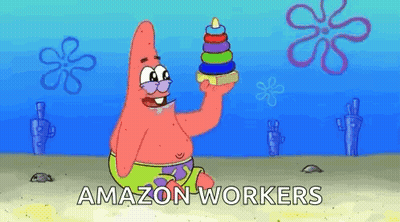 Patrick Star From Spongebob Squarepants Is Holding A Toy Stacker In His Hand . GIF