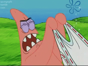 Patrick Star From Spongebob Squarepants Is Holding A White Cloth In His Hands GIF