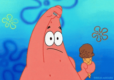 Patrick Star From Spongebob Squarepants Is Holding An Ice Cream Cone GIF