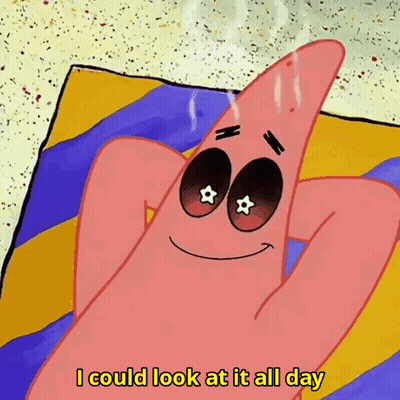 Patrick Star From Spongebob Squarepants Is Laying On A Beach Towel And Says I Could Look At It All Day GIF
