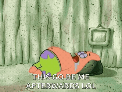 Patrick Star From Spongebob Squarepants Is Laying On The Ground With His Mouth Open . GIF