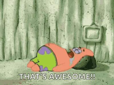 Patrick Star From Spongebob Squarepants Is Laying On The Ground With His Mouth Open And The Words `` That 'S Awesome ! ' GIF