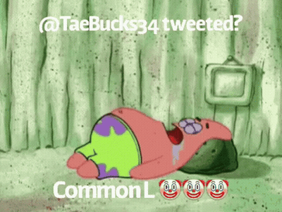 Patrick Star From Spongebob Squarepants Is Laying On The Ground With The Caption " Taebucks34 Tweeted " GIF