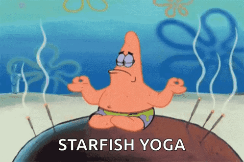 Patrick Star From Spongebob Squarepants Is Meditating On A Rock GIF