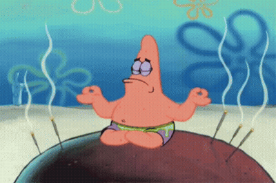 Patrick Star From Spongebob Squarepants Is Meditating On A Rock Surrounded By Needles GIF