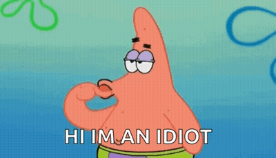 Patrick Star From Spongebob Squarepants Is Pointing At His Nose And Says Hi Im An Idiot GIF
