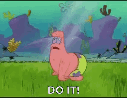 Patrick Star From Spongebob Squarepants Is Running In The Grass With The Words `` Do It ! '' GIF