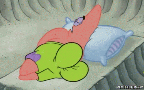 Patrick Star From Spongebob Squarepants Is Sleeping On A Pillow GIF