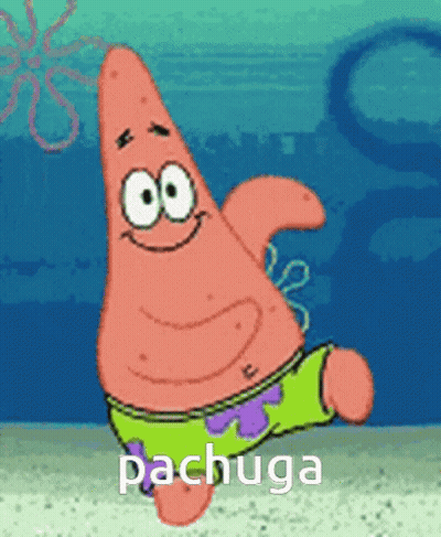 Patrick Star From Spongebob Squarepants Is Smiling And Dancing In The Water . GIF