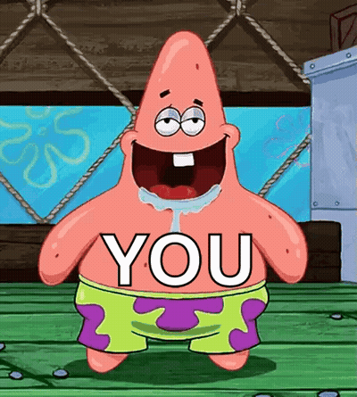 Patrick Star From Spongebob Squarepants Is Smiling And Saying " You " GIF