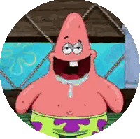 Patrick Star From Spongebob Squarepants Is Smiling With A Sponge On The Wall In The Background Sticker