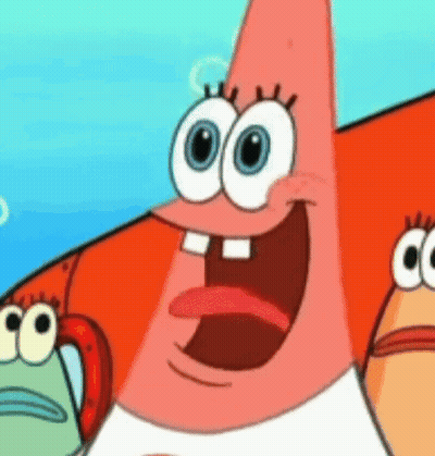 Patrick Star From Spongebob Squarepants Is Smiling With His Mouth Open GIF