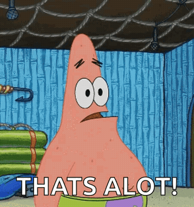 Patrick Star From Spongebob Squarepants Is Standing In A Room And Saying `` That 'S Alot '' . GIF