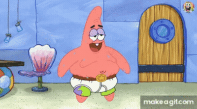 Patrick Star From Spongebob Squarepants Is Standing In Front Of A Door GIF