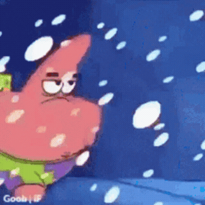 Patrick Star From Spongebob Squarepants Is Standing In The Snow GIF