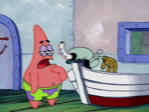 Patrick Star From Spongebob Squarepants Is Standing Next To Squidward Tentacles GIF