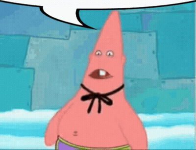 Patrick Star From Spongebob Squarepants Is Wearing A Bow Tie And Has A Speech Bubble Above Him . GIF