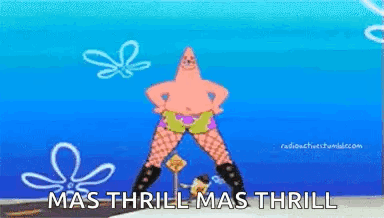 Patrick Star From Spongebob Squarepants Is Wearing A Pair Of Fishnet Stockings And Dancing . GIF