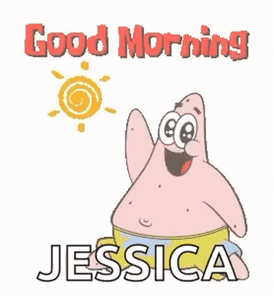 Patrick Star From Spongebob Squarepants Says Good Morning To Jessica GIF