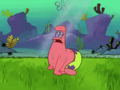 Patrick Star From Spongebob Squarepants Sits In The Grass GIF