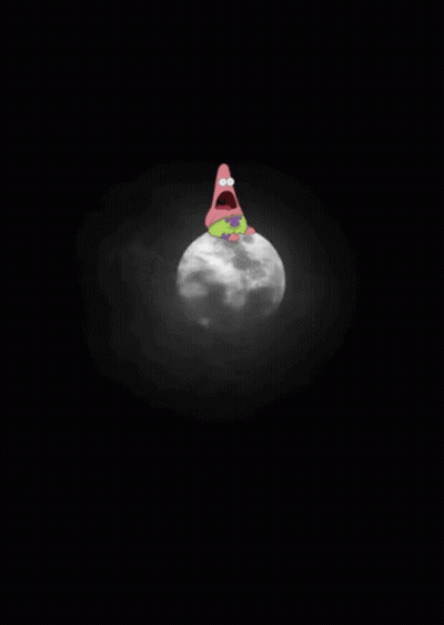Patrick Star From Spongebob Squarepants Sitting On Top Of A Moon GIF