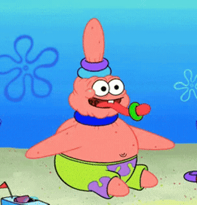 Patrick Star From Spongebob Tongue Out On Beach GIF